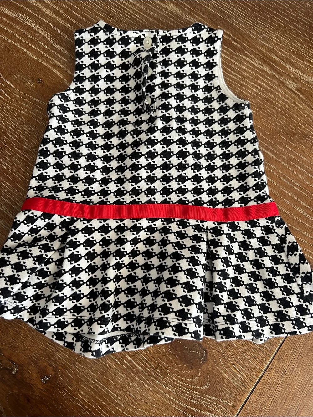 6-12 month Gymboree Black & White Houndstooth Dress with Red Bow